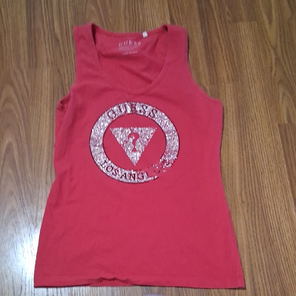 Guess Vibrant Red Logo Tank Top